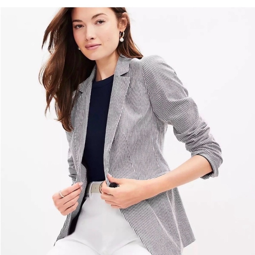 Striped Gray Women's Tailored Blazer